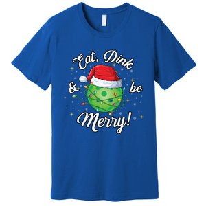 Funny Christmas Pickleball Santa Lights Eat Dink And Be Merry Gift Premium T-Shirt