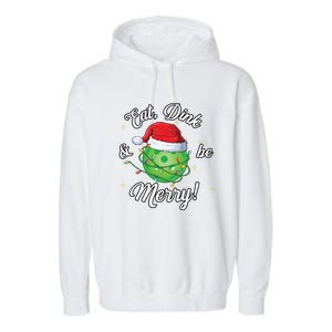 Funny Christmas Pickleball Santa Lights Eat Dink And Be Merry Gift Garment-Dyed Fleece Hoodie