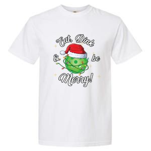 Funny Christmas Pickleball Santa Lights Eat Dink And Be Merry Gift Garment-Dyed Heavyweight T-Shirt