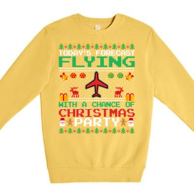 Flying Christmas Party Airplane Pilot Christmas Ugly Style Gift Premium Crewneck Sweatshirt