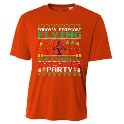 Flying Christmas Party Airplane Pilot Christmas Ugly Style Gift Cooling Performance Crew T-Shirt