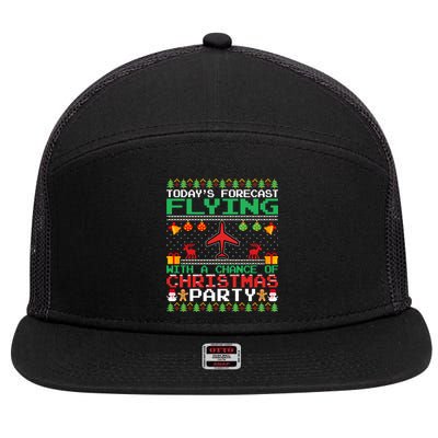 Flying Christmas Party Airplane Pilot Christmas Ugly Style Gift 7 Panel Mesh Trucker Snapback Hat