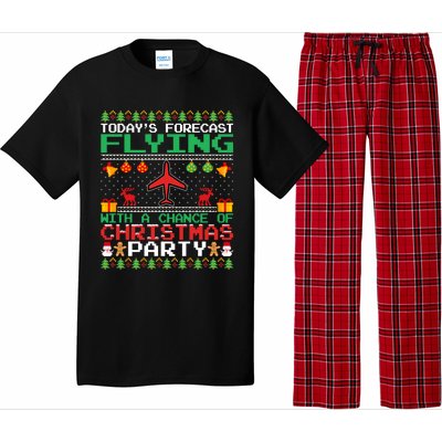 Flying Christmas Party Airplane Pilot Christmas Ugly Style Gift Pajama Set