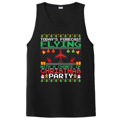 Flying Christmas Party Airplane Pilot Christmas Ugly Style Gift PosiCharge Competitor Tank