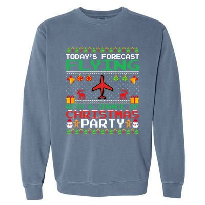 Flying Christmas Party Airplane Pilot Christmas Ugly Style Gift Garment-Dyed Sweatshirt