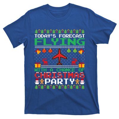 Flying Christmas Party Airplane Pilot Christmas Ugly Style Gift T-Shirt