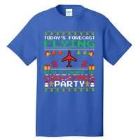 Flying Christmas Party Airplane Pilot Christmas Ugly Style Gift Tall T-Shirt