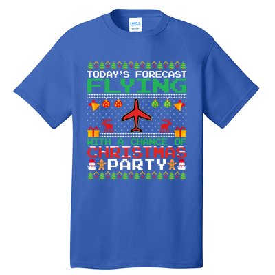 Flying Christmas Party Airplane Pilot Christmas Ugly Style Gift Tall T-Shirt