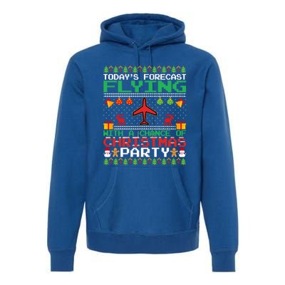 Flying Christmas Party Airplane Pilot Christmas Ugly Style Gift Premium Hoodie