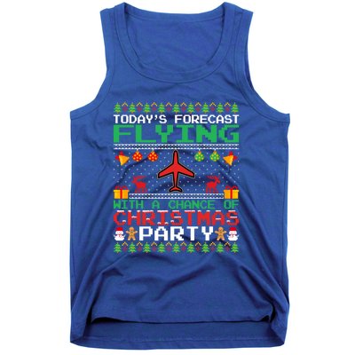 Flying Christmas Party Airplane Pilot Christmas Ugly Style Gift Tank Top