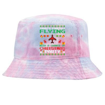 Flying Christmas Party Airplane Pilot Christmas Ugly Style Gift Tie-Dyed Bucket Hat