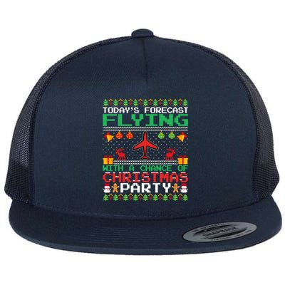 Flying Christmas Party Airplane Pilot Christmas Ugly Style Gift Flat Bill Trucker Hat