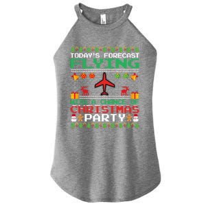 Flying Christmas Party Airplane Pilot Christmas Ugly Style Gift Women's Perfect Tri Rocker Tank