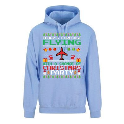 Flying Christmas Party Airplane Pilot Christmas Ugly Style Gift Unisex Surf Hoodie