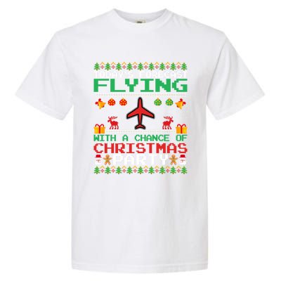 Flying Christmas Party Airplane Pilot Christmas Ugly Style Gift Garment-Dyed Heavyweight T-Shirt