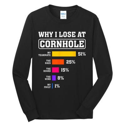 Funny Cornhole Players Why I Lose At Cornhole Tall Long Sleeve T-Shirt