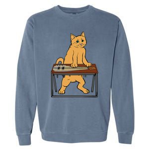 Funny Cat Playing Pedal Steel Country Blues Garment-Dyed Sweatshirt