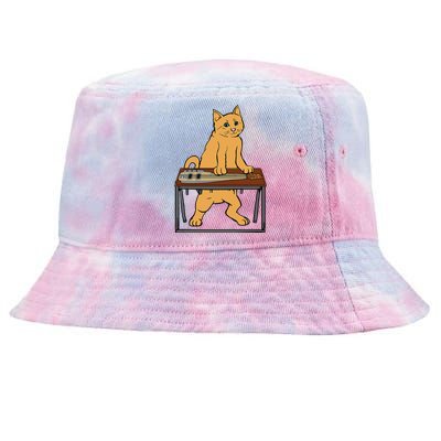 Funny Cat Playing Pedal Steel Country Blues Tie-Dyed Bucket Hat