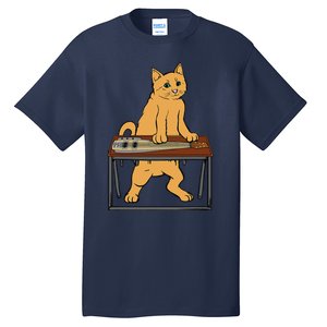 Funny Cat Playing Pedal Steel Country Blues Tall T-Shirt