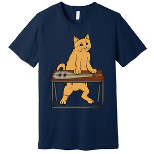 Funny Cat Playing Pedal Steel Country Blues Premium T-Shirt