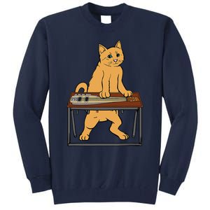 Funny Cat Playing Pedal Steel Country Blues Tall Sweatshirt