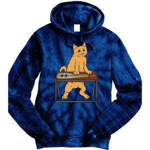 Funny Cat Playing Pedal Steel Country Blues Tie Dye Hoodie