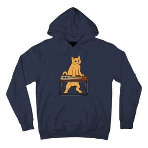 Funny Cat Playing Pedal Steel Country Blues Tall Hoodie