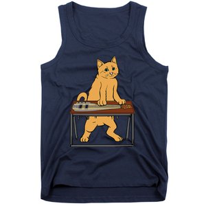 Funny Cat Playing Pedal Steel Country Blues Tank Top