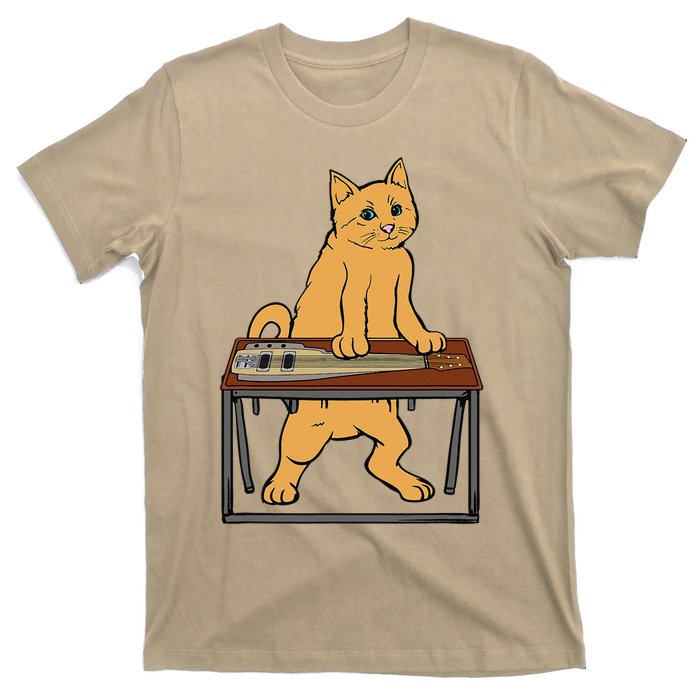 Funny Cat Playing Pedal Steel Country Blues T-Shirt