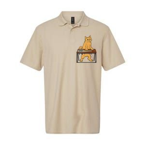 Funny Cat Playing Pedal Steel Country Blues Softstyle Adult Sport Polo