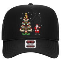 Fishermans Christmas Pajama Gift Tree Lights Merry Fishmas High Crown Mesh Back Trucker Hat