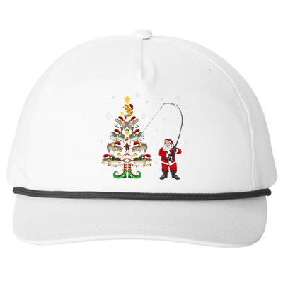 Fishermans Christmas Pajama Gift Tree Lights Merry Fishmas Snapback Five-Panel Rope Hat