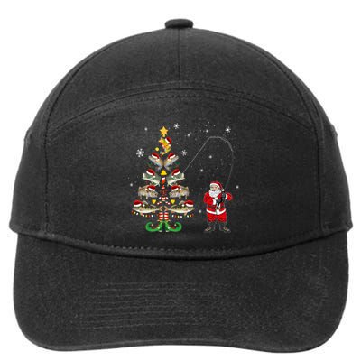 Fishermans Christmas Pajama Gift Tree Lights Merry Fishmas 7-Panel Snapback Hat