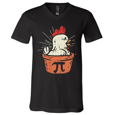 Funny Chicken Pot Pi Day Pie Math Lover Geek 3.14 V-Neck T-Shirt