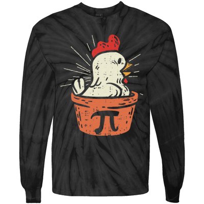 Funny Chicken Pot Pi Day Pie Math Lover Geek 3.14 Tie-Dye Long Sleeve Shirt