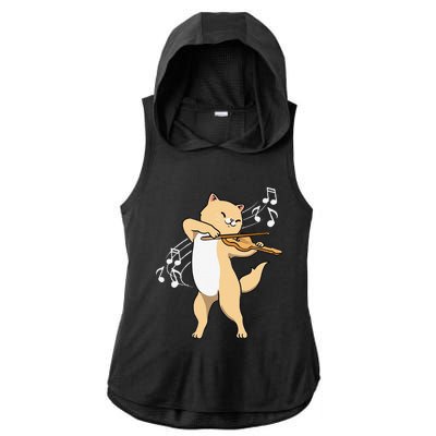 Funny Cat Playing Violin Giftt Cool Violinist Gift Ladies PosiCharge Tri-Blend Wicking Draft Hoodie Tank