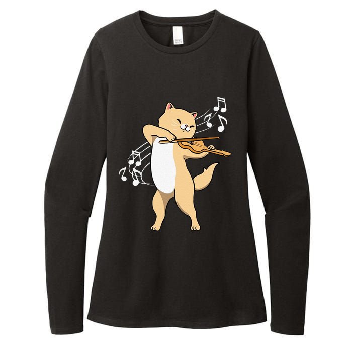 Funny Cat Playing Violin Giftt Cool Violinist Gift Womens CVC Long Sleeve Shirt