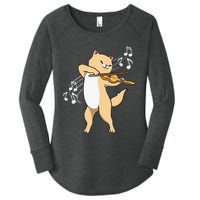 Funny Cat Playing Violin Giftt Cool Violinist Gift Women's Perfect Tri Tunic Long Sleeve Shirt