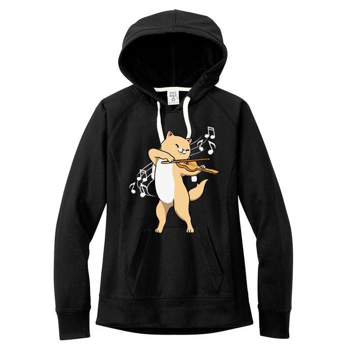 Funny Cat Playing Violin Giftt Cool Violinist Gift Women's Fleece Hoodie