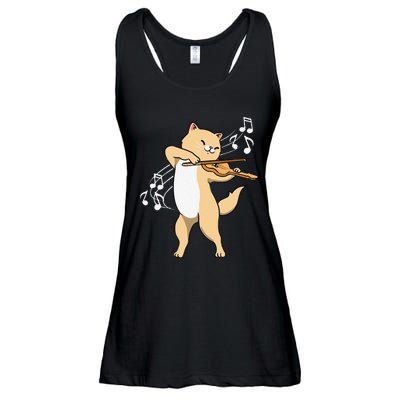 Funny Cat Playing Violin Giftt Cool Violinist Gift Ladies Essential Flowy Tank