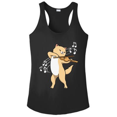 Funny Cat Playing Violin Giftt Cool Violinist Gift Ladies PosiCharge Competitor Racerback Tank