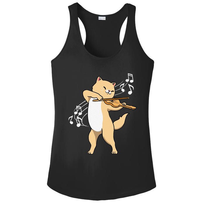 Funny Cat Playing Violin Giftt Cool Violinist Gift Ladies PosiCharge Competitor Racerback Tank