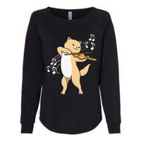 Funny Cat Playing Violin Giftt Cool Violinist Gift Womens California Wash Sweatshirt