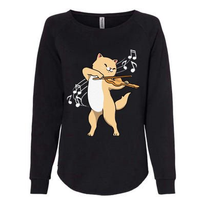 Funny Cat Playing Violin Giftt Cool Violinist Gift Womens California Wash Sweatshirt