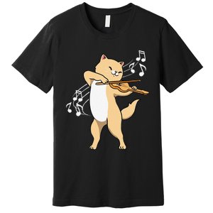 Funny Cat Playing Violin Giftt Cool Violinist Gift Premium T-Shirt