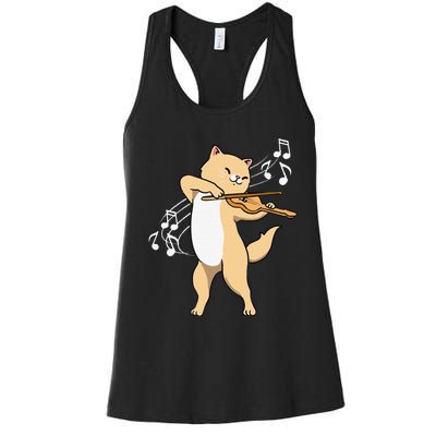 Funny Cat Playing Violin Giftt Cool Violinist Gift Women's Racerback Tank