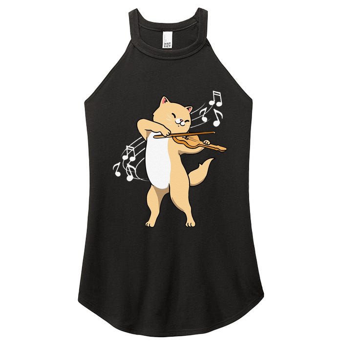 Funny Cat Playing Violin Giftt Cool Violinist Gift Women's Perfect Tri Rocker Tank