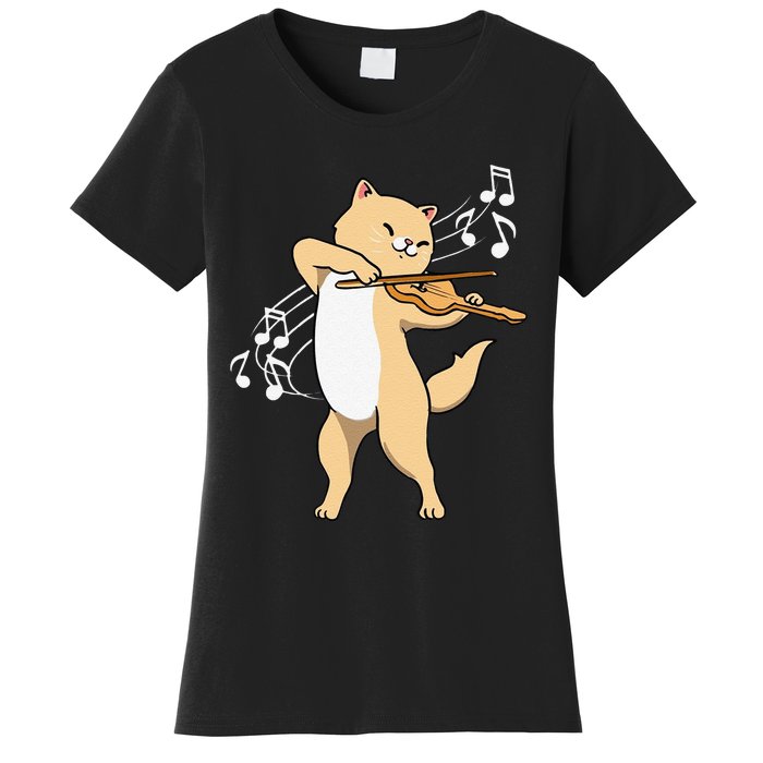 Funny Cat Playing Violin Giftt Cool Violinist Gift Women's T-Shirt