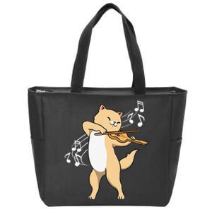 Funny Cat Playing Violin Giftt Cool Violinist Gift Zip Tote Bag