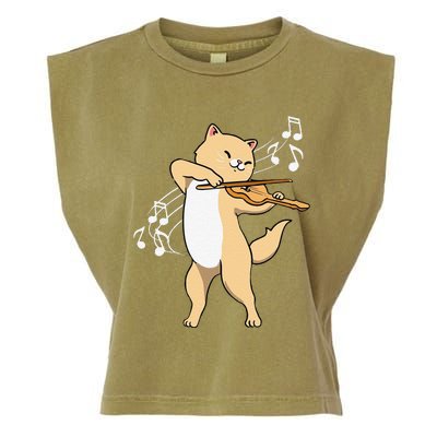 Funny Cat Playing Violin Giftt Cool Violinist Gift Garment-Dyed Women's Muscle Tee